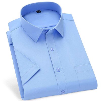 Summer Mens Striped Short-sleeved Shirt Middle-aged Busines