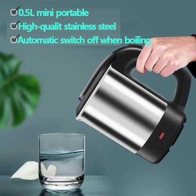 Mini Electric Kettle Tea Coffee Stainless Steel 1000W Portab