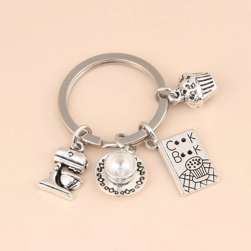 Dessert Keychain Baking KeyRing Cake Blender Moulds KeyChain - 实物图
