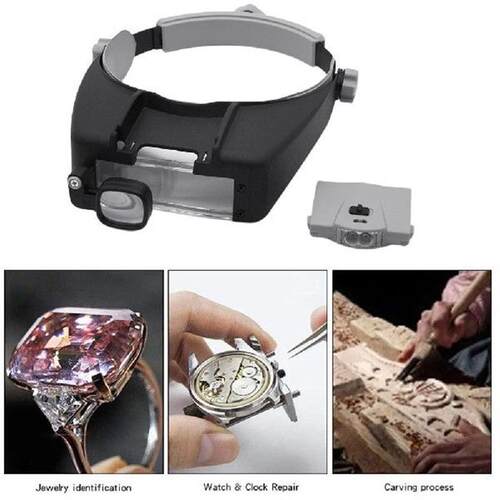 Headband Magnifier with 2 LED Light Helmet Magnifying Glass