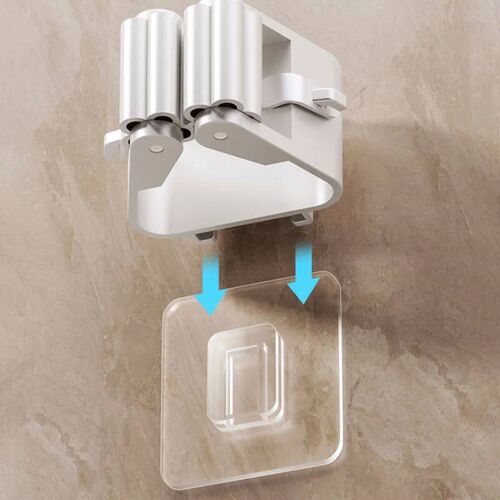 Bathroom Storage Rak Mop Holder Wall Mounted Mop Organizer B