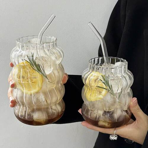 Glass Drinkware Cold Coffee Cups Latte Coffee Glass Iced Wat