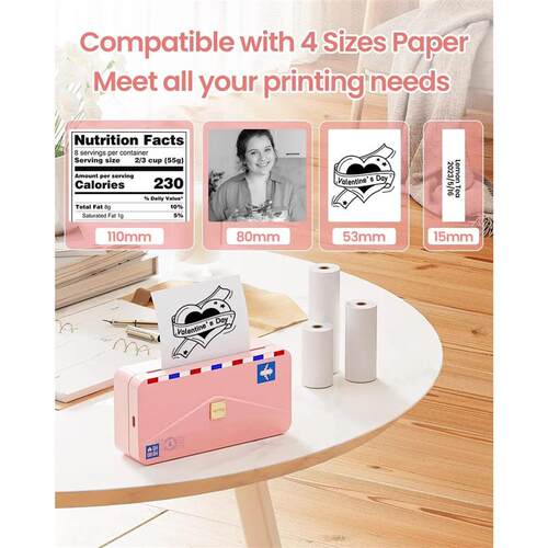 53-107mm Portable Printer Thermal Photo Printer Wireless Ink