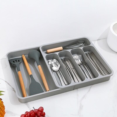 Cutlery Storage Tray Expandable Tableware Organizer Spoon Fo