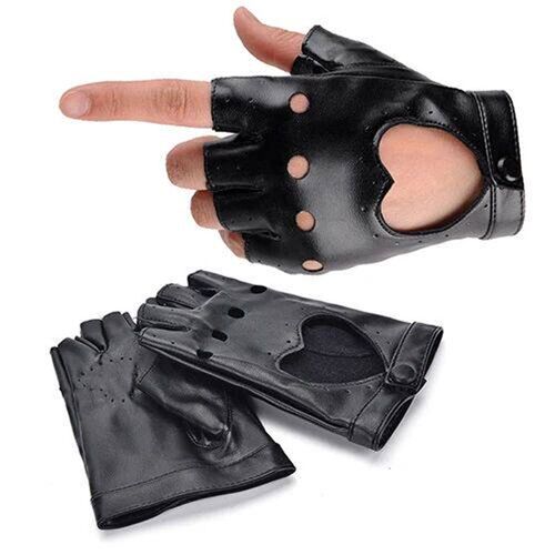 1Pair Women Punk Short Synthetic Leather Gloves Half Finger