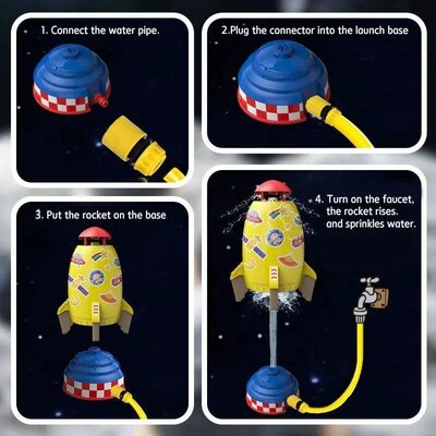 Cartoon Rocket Launcher Water Pressure Lift Sprinkler Ejecti