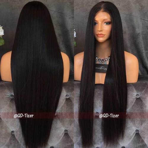 Wig front lace chemical fiber hair headgear batch black long
