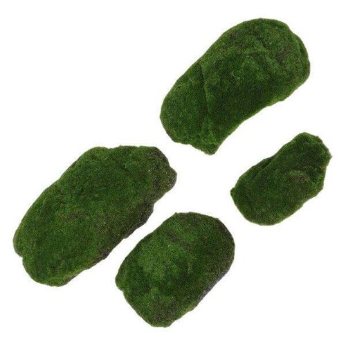 4pcs Artificial Moss Stone Decorative Faux Green Plant Wall