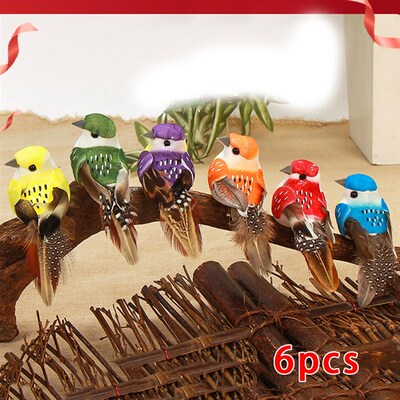 6 X Artificial Birds Fake Foam Animal Simulation Feather Bir