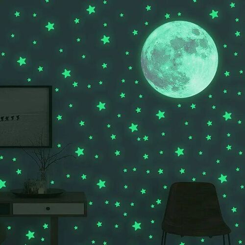 103pcs Luminous Moon and Stars Wall ers Glow in the Dark Wal