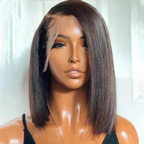 Brazilian Straight Human Hair Wigs 180 Density Transparent T