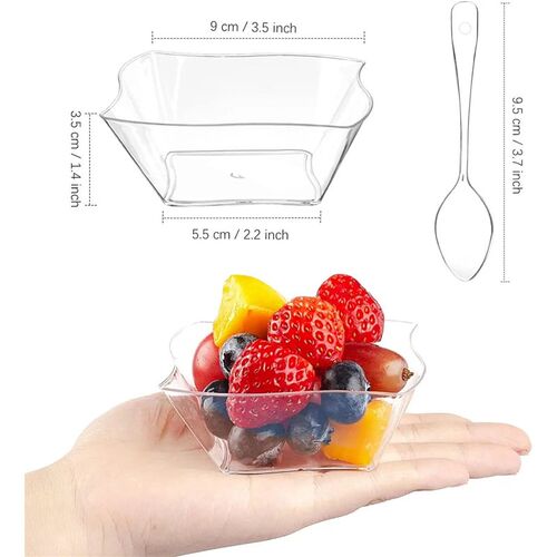 25/50 pcs Clear Plastic Dessert Cups  Appetizer Plates Bowls