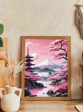Cherry Blossoms At Mount Fuji Diamond Painting DIY City Trav