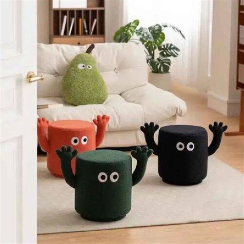 Modern Furniture Cartoon Lamb Plush Stool Soft Round Stool