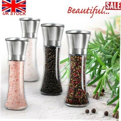 Salt and Pepper Grinder Set Ceramic Mills Stainless Steel Sh