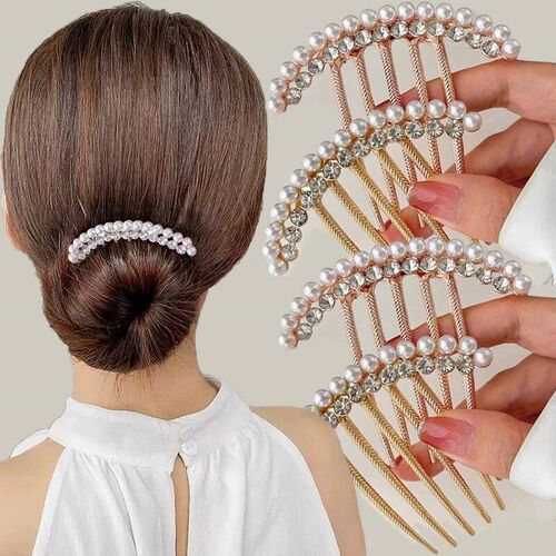 Elegant Zircon Hair Combs Women Luxury Pearl Crystal Hairpin