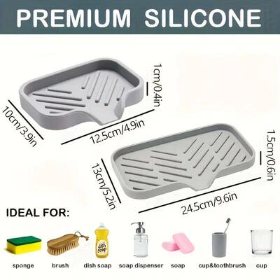 Silicone Faucet Mat Kitchen Sink Tray Soap Dispenser Sponge