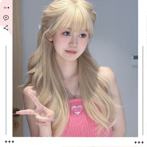White blonde wig women full wig long wave long curly hair ne