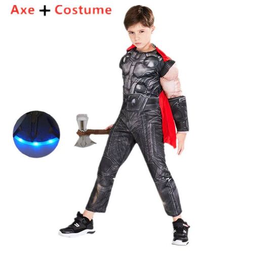 Thor Muscle Costume Kids Toy Light Up Axe Halloween Cosplay