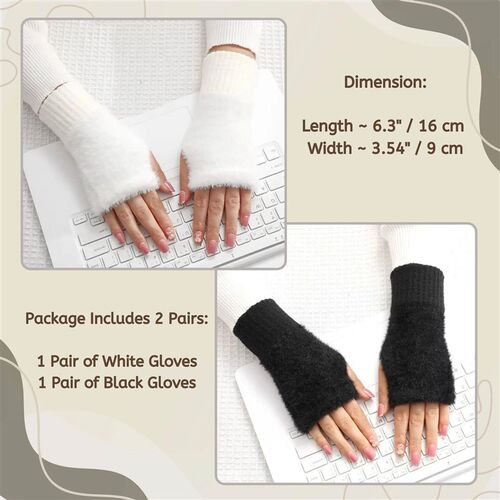 1 Pair of Soft Autumn and Winter Half-Finger Gloves, Knitted