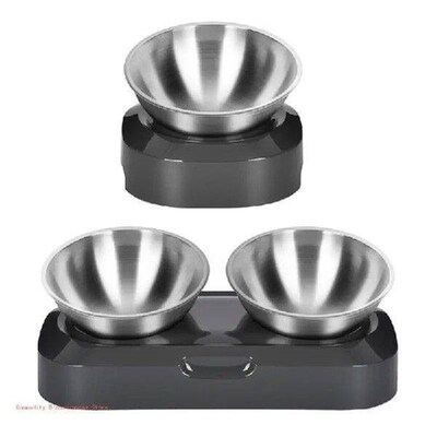 Dog and Bowls with Raised Stand, Pet Puppy Water Feeder, 15