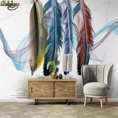 beibehang custom papel de parede 3d room Colored feathers mu