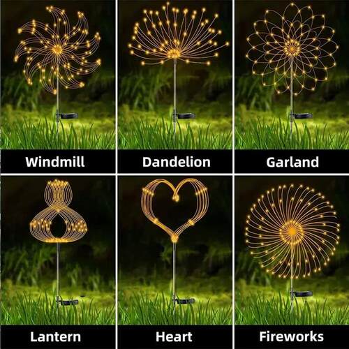 Outdoor LED Solar Firework Lights Garden Decoration Fairy Li