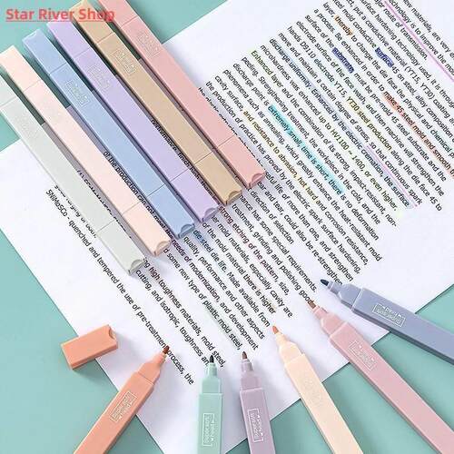 6pcs/Set Colorful Highlighter Pen Double Head Marker Station