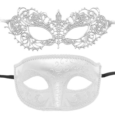 Masker Masquerade untuk pasangan Venetian wanita renda PP ko