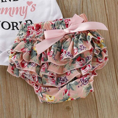 0-6 Months Newborn Baby Girl 3Pcs Suit Set Letter Printed Bo