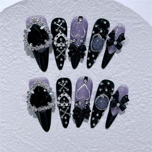 10pc detachable long stilette ballet false nails with Butter