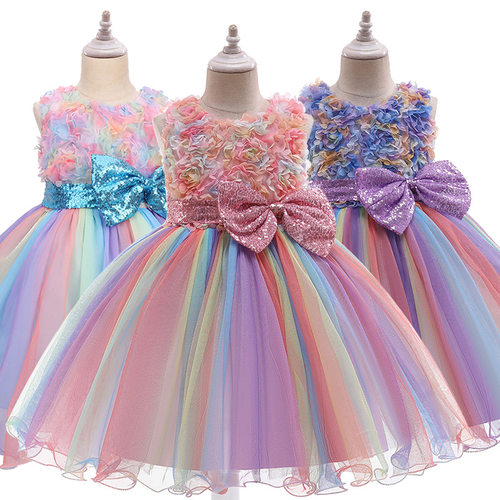 Girl Summer Lace Princess Dress Children Floral Gown Dresses