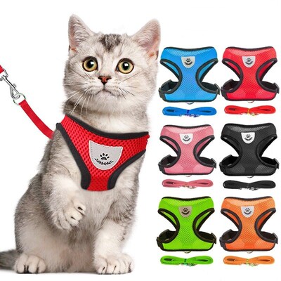 Cat Adjustable Harness Polyester Mesh  Soft Breathable Vest