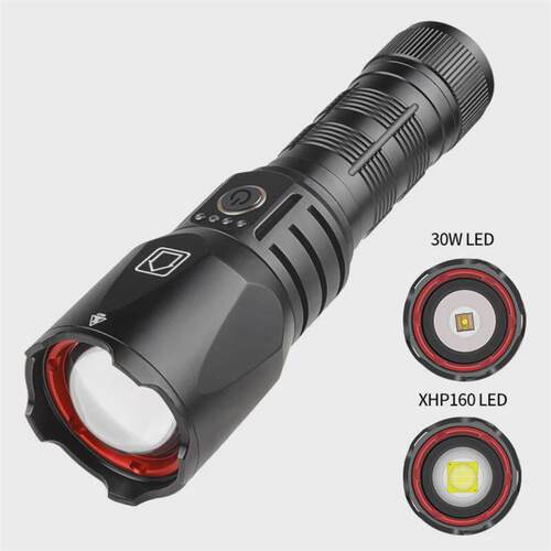 High Power 0W LED Rechargeable USB Flashlight Telescopic Zo