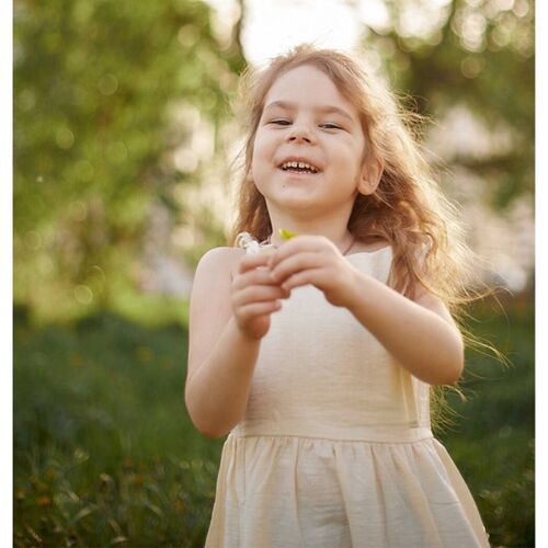 Children Girls Summer Casual Dress Solid Suspender With Pock