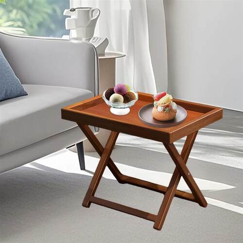 Bamboo Folding Side Table,Durable Tv Tray Bed Table,Small En