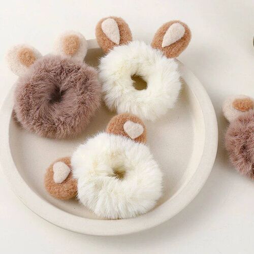 Korean New Rabbit Ears Plush Scrunchies Imitation Rabbit Fur