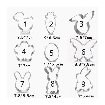 New Easter Cookie Cutter Set Bunny,Egg,Flower,Rabbit Face,Ch