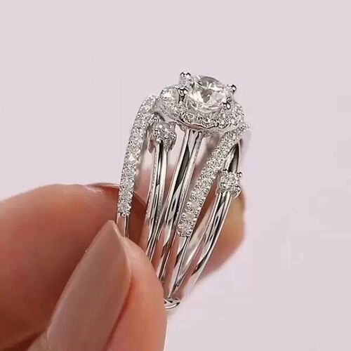 Huitan Luxury Wedding Rings for Women Fancy Cross Design Inl