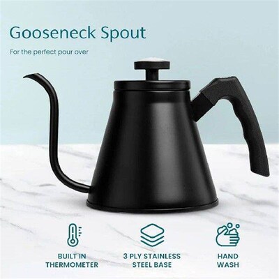 1.2L Stovetop Gooseneck Kettle with Thermometer Stainless