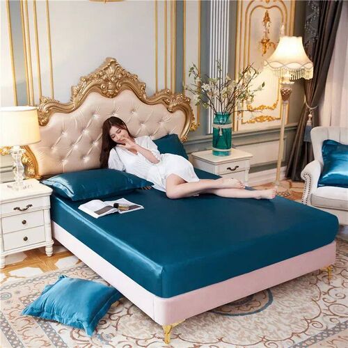 Luxury pure Satin Queen Bed Sheet Set High End Silky Home Be