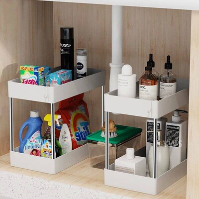2 Tier Under Sink Organizer Drawer Organizers Storage Rack K