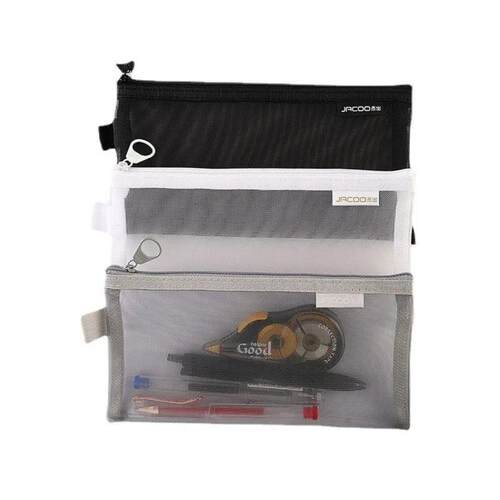 Portable Pencil Case for StudentsTransparent Nylon Mesh Stor