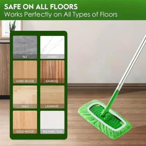 4 Pieces of Wet and Dry Mop Replacement Pads, Green, Reusabl
