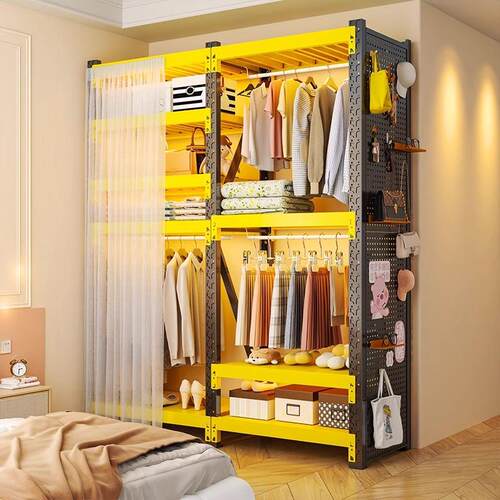Kitchen storage rack steel open hanging wardrobe