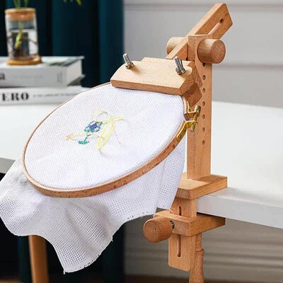 Wooden Embroidery Hoop Adjustable Desktop Stand Stitch Rack