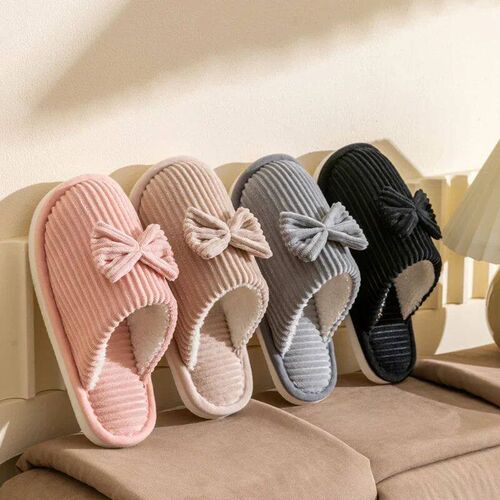 Fashion Womens Bow Slippers Fall/Winter Indoor Bedroom Floo