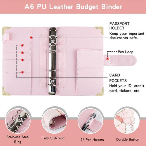 Money Savings Organizer Notebook A6 Pu Leather Budget Binder