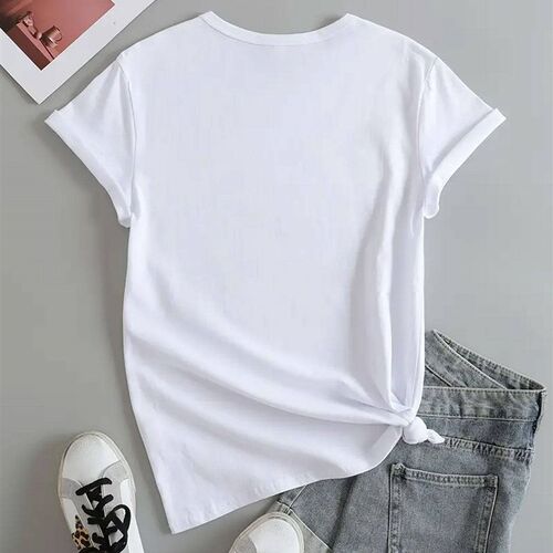 Letter Printed Casual Short Sleeved Round Neck Womens