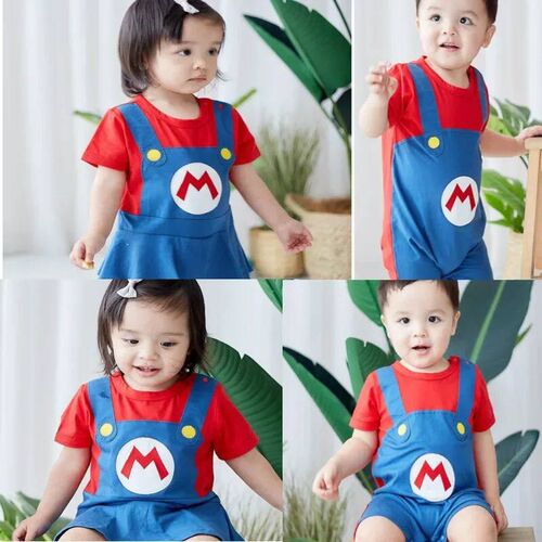 0-2Y Toddler Mar Costume Animation Game  Brothers Jumpsuit H
